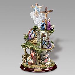 Thomas Kinkade "Life Of Christ" Masterpiece Sculpture Limited edition! Handcrafted fully dimensional sculpture tells the story of Christ's life in 5 scenes. Hand-painted in Renaissance-inspired colors.
Measures 12" H