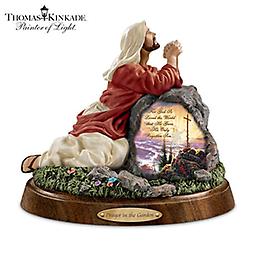 Sculpture Of Jesus Praying Featuring Thomas Kinkade Artwork Handcrafted sculpture of Jesus praying in Gethsemane features radiant Thomas Kinkade artwork and inspirational words. Edition limited to 2,500!
Measures 7" L x 5-1/2" H x 4" D