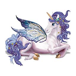 Sculptural Unicorn Table Lamp With Glitter And Star Accents Starlit Wonder Lamp
A FIRST! Unicorn table lamp lights up from within. Fully sculpted with hand-painted wings, mane, horn and tail. Limited edition.
Measures 8-1/2" L
