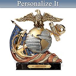 USMC Eagle, Globe And Anchor Personalized Sculpture A FIRST! Limited-edition handcrafted sculpture captures iconic USMC symbol. Includes a brass-finished plaque personalized with your name or message.
Measures 9" H