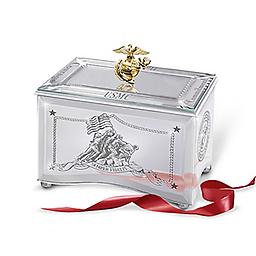 Reflections Of A Hero United States Marine Corps Music Box Limited-edition, first-ever mirrored music box honors the U.S. Marines with a sculpted emblem, striking etching and meaningful melody.
Measures 4-1/2" L x 4"