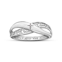 "Pure Faith" Engraved Sterling Silver Diamond Ring Pure Faith Diamond Ring
Celebrate faith with a solid sterling silver ring featuring crisscrossed band and genuine diamonds. Engraved religious sentiment. With gift box.