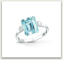 "Aqua Allure" Princess Diana Commemorative Diamonesk Ring Solid sterling ring with OVER 5 CARATS of Diamonesk® simulated aquamarine and two simulated diamond stones. With tribute card and gift box