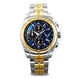 Engraved U.S. Air Force Commemorative Men's Watch U.S. Air Force Commemorative Men's Watch
Limited edition of 5,000. Stainless steel chronograph watch salutes U.S. Air Force. Precision quartz movement. FREE historical fact cards. Gift box.