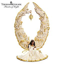 African American Nativity Angel And Thomas Kinkade Narration Thomas Kinkade Away In A Manger Sculpture
Limited-edition. First-ever African-American angel with illuminated wings, bas-relief nativity scenes, recorded narration by Thomas Kinkade.Measures 11-3/4 h