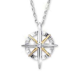 "Light Of Faith" Diamond Pendant Necklace For Daughters Solid sterling silver diamond pendant features a two-toned star with 18K gold plating encircled by a diamond-cut design. With poem card and gift box.
Pendant measures 3/4" H; chain is 18" L