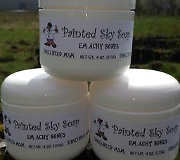 'Em Achy Bones cream The two main ingredients goat's milk and MSM powder work together to provide the benefit of skin conditioning (decreasing wrinkles), and pain relief (minor aches and joint pain).