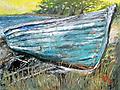 Original of Beached Skiff - 30x40 Original. Acrylic and Oil on Canvas 