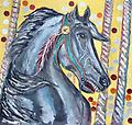 Original of Black Carousel - Original 24x24. Mixed Media. 