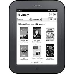 Barnes & Noble Nook 6" Simple Touch (Touchscreen) 2GB eBook Reader eReader (Wi-Fi Only) E-Ink Pearl Includes NOOK Simple Touch, microUSB Cable, and printed Quick Start Guide
Ultra-light and comfortable to hold with
Easy to use touchscreen
Longest battery life - lasts over 2 months
Over 3 million boo
