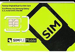 Simple Mobile Dual Sim Card Starter Kit Micro and Standard Sim Combo Simple Mobile Factory Original Dual Cut Sim Card
Use It For iPhone 4 iPhone 3 Galaxy 2 Galaxy 3 Galaxy 4 & 5 HTC One M8 NExus 5
Use It on any TMobile Smartphone or any GSM unlocked phone
Regular and M