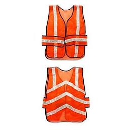 Safety Vest - IronWear 100% Polyester Orange Mesh Fabric Vest with Silver Reflective Tape , with 5 point Breakaway Straps One size fits all