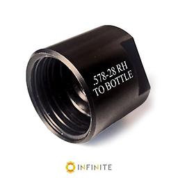 .578-28 to Bottle Thread Adapter with Grip Thread your .578-28 RH barrel to standard water bottle and coke bottles with this premium grade thread adapter.