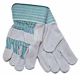 Work Gloves These generic work gloves features a lined palm for comfort and a winged thumb for dexterity. Full leather index finger, knuckle strap, leather fingertips and safety cuff offer added worker protection