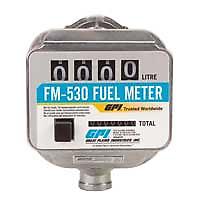 GPI FM-530 Fuel Meter 3/4 Thread The GPI FM-530 fuel meter is a mechanical fuel meter that is designed for the field measurement of thin viscosity petroleum fuels only. GPI FM-530 fuel meters are intended for use with pump systems