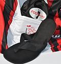 Female FOOTbrake footwear - Female FOOTbrake Fold- up shoe fits in cyclist's jersey pocket. 