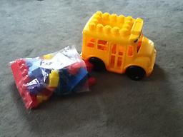 Mega Bloks bus Mega Bloks yellow bus with bag of lego's